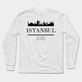 ISTANBUL TURKEY BLACK SILHOUETTE SKYLINE ART Long Sleeve T-Shirt